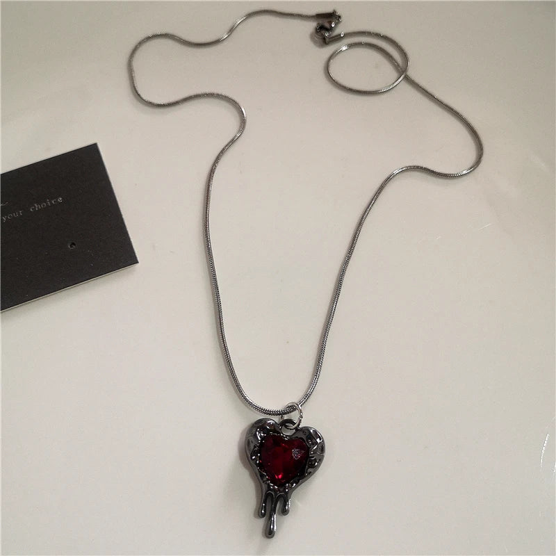 Gothic Rotes Kreuz Stern Herz Anhänger Halskette Für Frauen Männer Hip Hop Straße Vintage Y2K Grunge Punk Y2K Ästhetischen Schmuck Geschenke