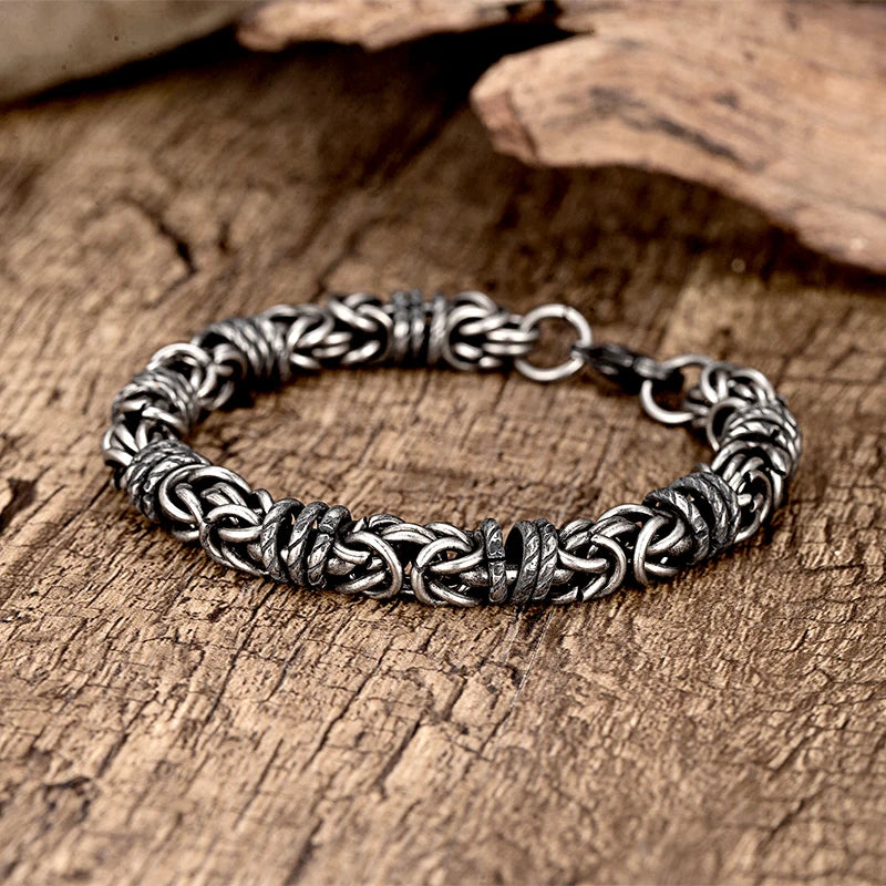 Vintage geflochtenes Edelstahl Herrenarmband Hip Hop einfache geflochtene Laterne Handkette für männliche Freund trendige Armreif Geschenke