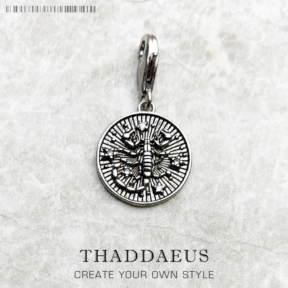 Charm-Anhänger Widder Stier Zwillinge Krebs Löwe Jungfrau Waage Skorpion Sgr Cap Aqu Fische Sternzeichen Vintage Geschenk 925er Sterlingsilber
