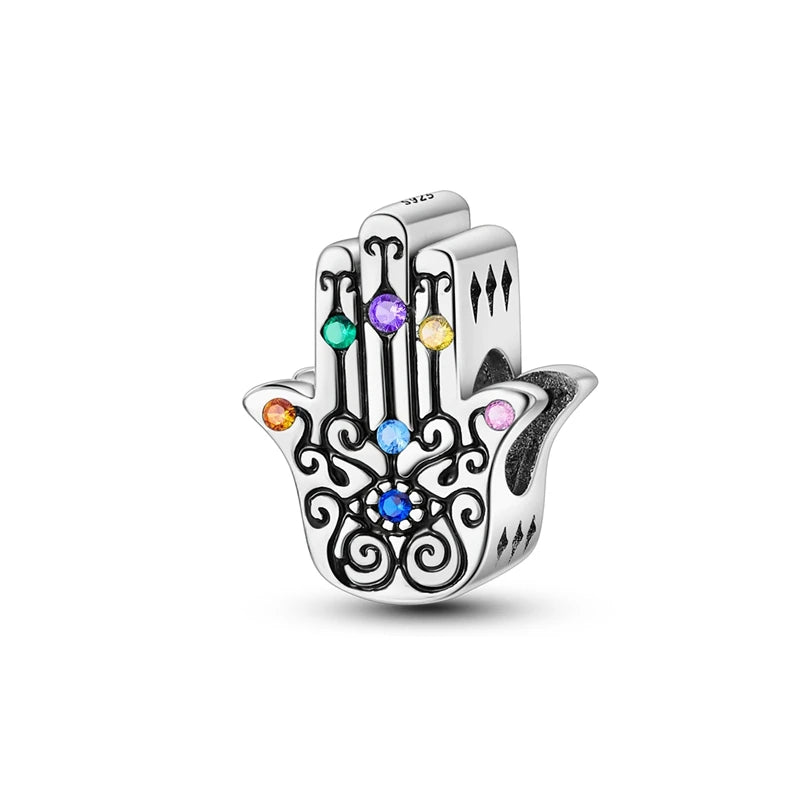 Heiße Verkäufe 925 Sterling Silber Charms Perlen Teufel Auge Fatimas Hand Kreuz Perlen Fit Original Armband Frauen DIY schmuck Geschenke