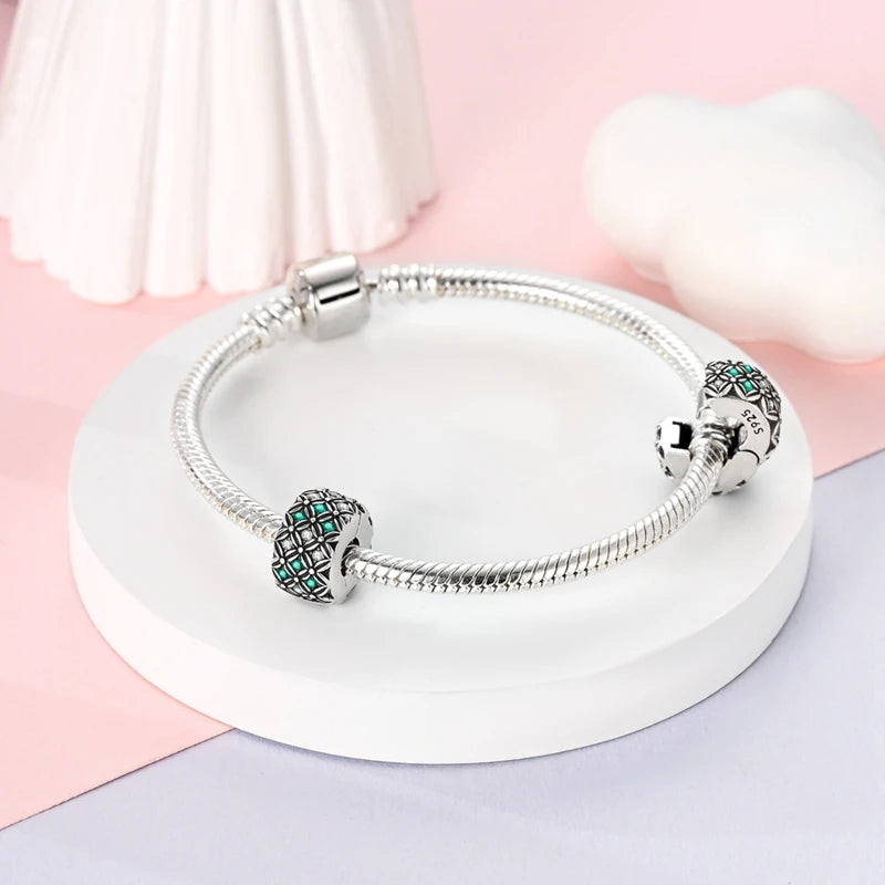 Neu im 925er-Sterlingsilber, grüne Charms, Perlen, Frosch, Kleeblatt, Schildkröte, Anhänger, Schmuck, passend für Original-925-Armbänder für Frauen, DIY-Geschenk