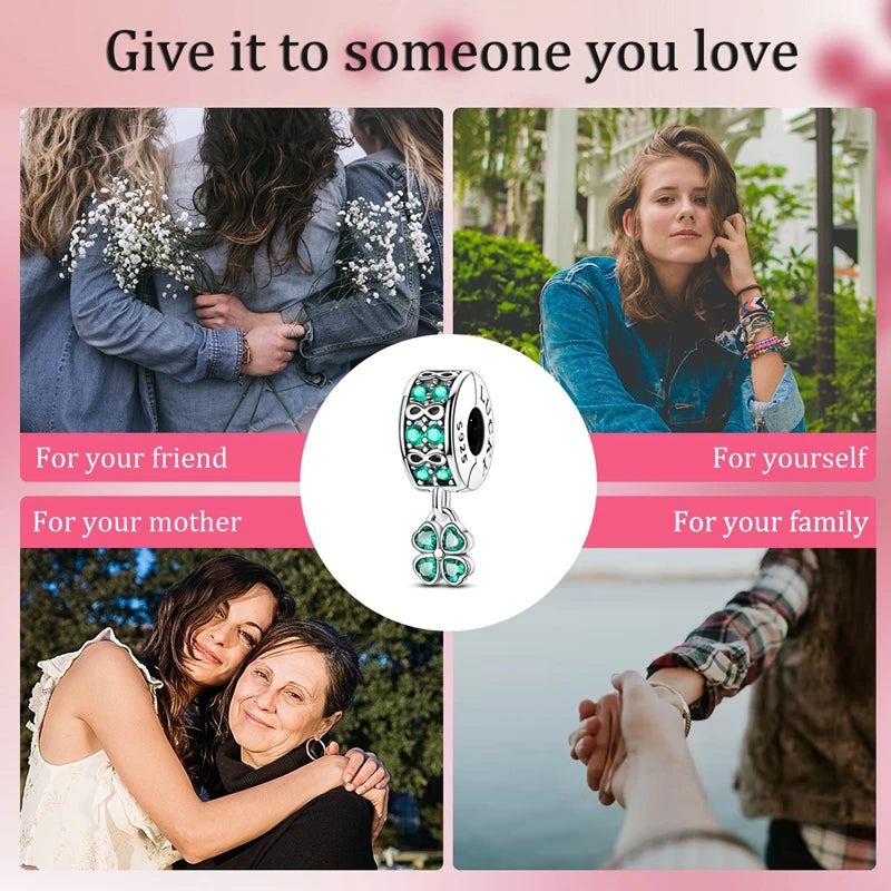 Neu im 925er-Sterlingsilber, grüne Charms, Perlen, Frosch, Kleeblatt, Schildkröte, Anhänger, Schmuck, passend für Original-925-Armbänder für Frauen, DIY-Geschenk