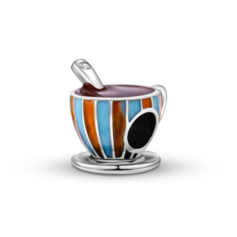 Echtes 925 Sterling Silber Buch Und Kaffeetasse Charms Fit Original Pand 3mm Armband Anhänger Perlen Frauen Edlen schmuck