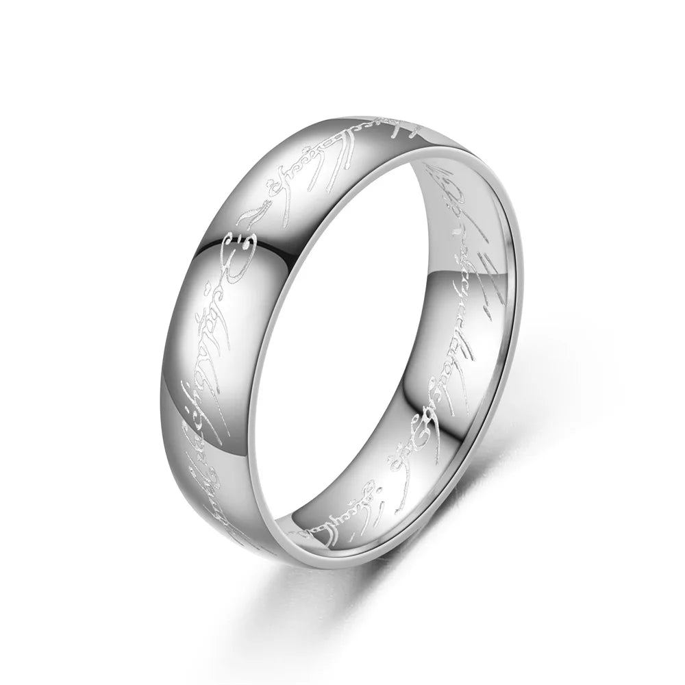 Edelstahlschmuck Punk One Ring Of Power Elf Bilbo Baggins Gollum Tolkien Letter Wizard Mehrfarbig Größe 6-13