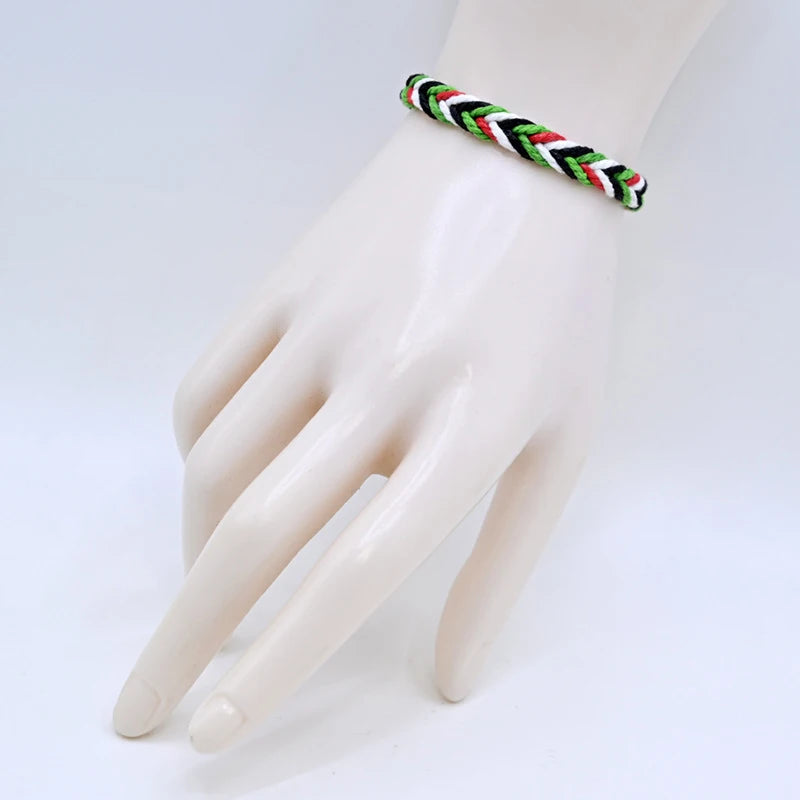 Geometrisches gepunktetes Palästina-Armband für Männer und Frauen, mehrfarbiges Handgeflecht, arabischer Stil, Gaza-Flagge, Schmuckzubehör