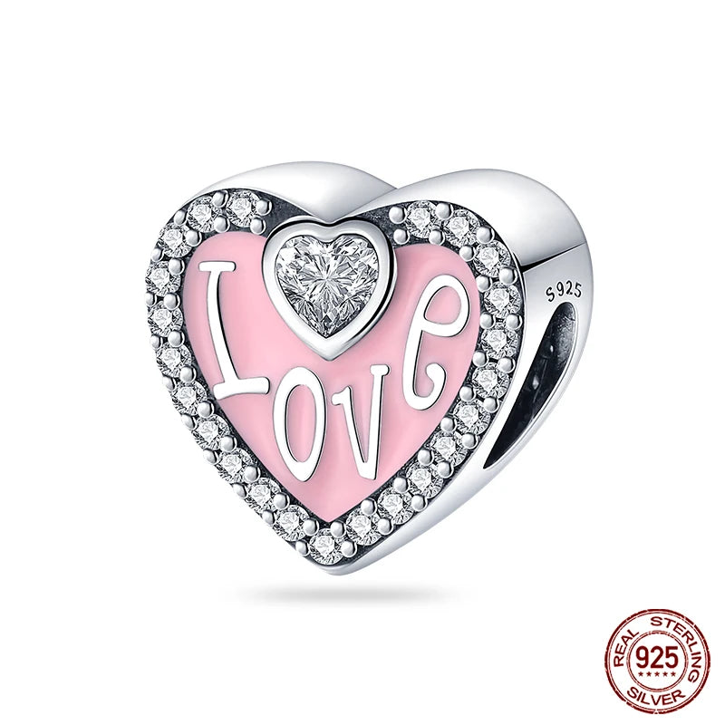 Charms aus 925er-Sterlingsilber, romantische Herz-Serie, Perlen, passend für Qikaola 925 Original-Armbänder, DIY-Schmuck zum Muttertag, Geschenke