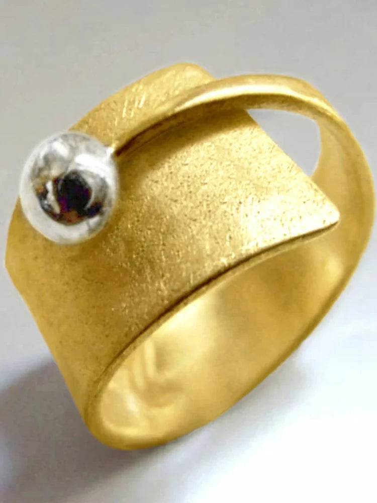 1-teiliger Vintage-Ring in Silberfarbe mit Perlenstickerei, modische Legierung, goldfarben, Damenring mit offenem Ende, Größe 6–10