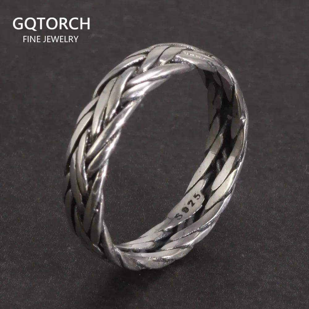 Wikinger-Schmuck, geflochtener Ring aus 925er-Sterlingsilber für Männer und Frauen, Paar-Eheringe für Liebhaber