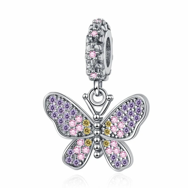 2025 Neu in Original 925 Sterling Silber Bunte Exquisite Schmetterling Serie Charm Fit Armband Halskette DIY Frauen Schmuck Geschenk