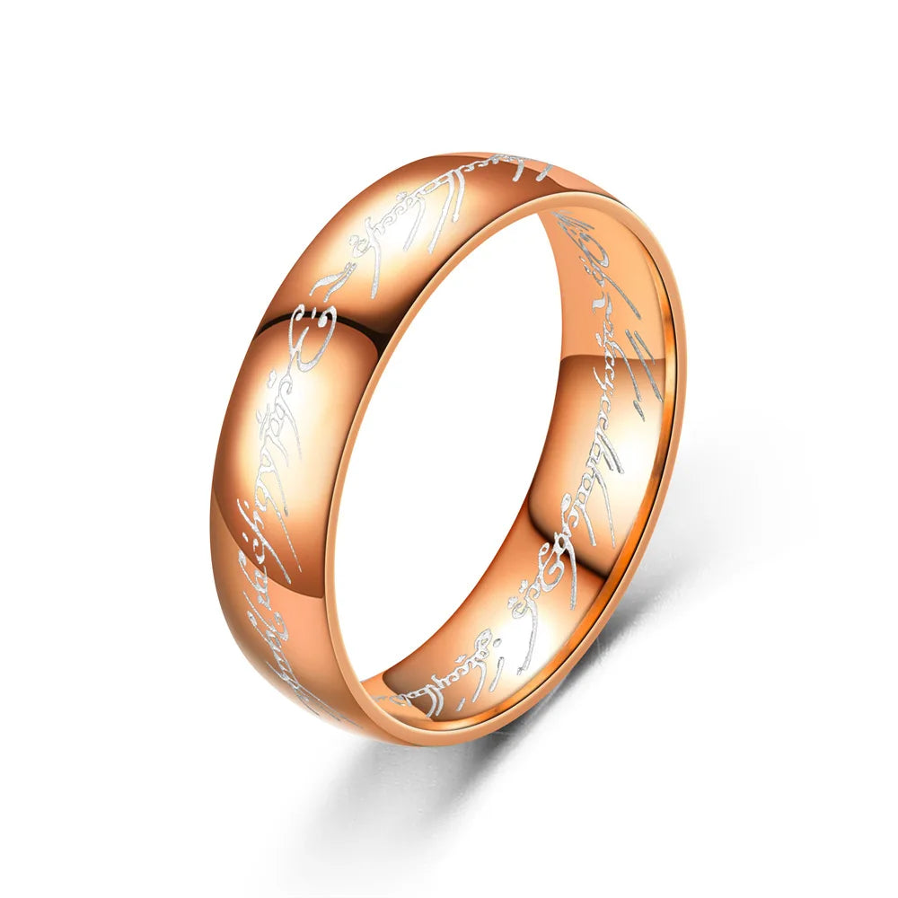 Edelstahlschmuck Punk One Ring Of Power Elf Bilbo Baggins Gollum Tolkien Letter Wizard Mehrfarbig Größe 6-13