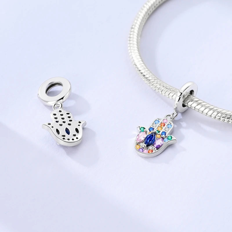 Heiße Verkäufe 925 Sterling Silber Charms Perlen Teufel Auge Fatimas Hand Kreuz Perlen Fit Original Armband Frauen DIY schmuck Geschenke
