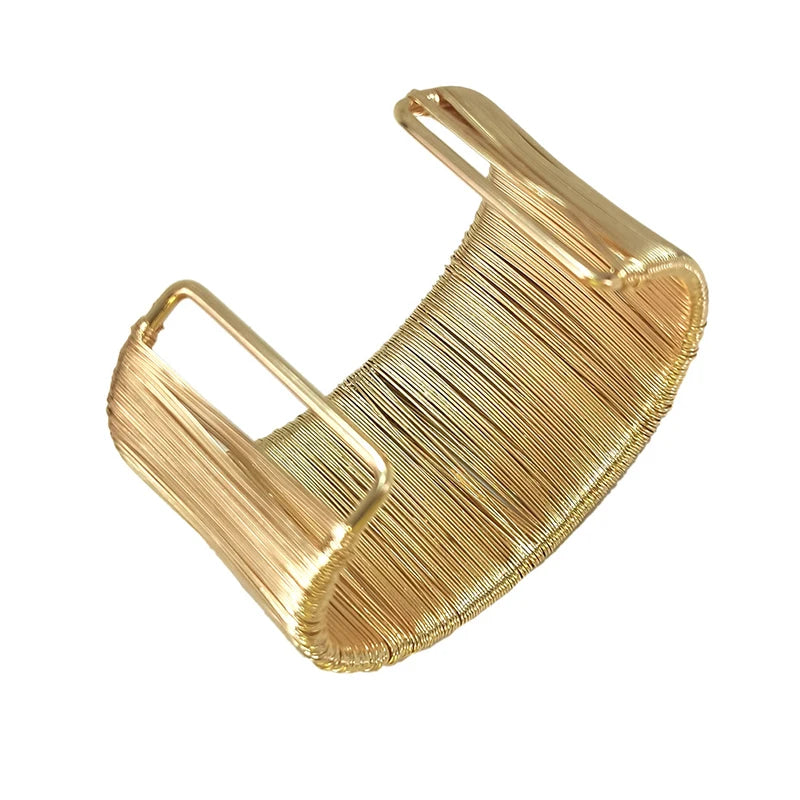 Mode offene Manschette Frauen Armband Armreif Punk Metalldraht Schnur verstellbare Vintage übertrieben Gold Silber Farbe Schmuck Armreifen