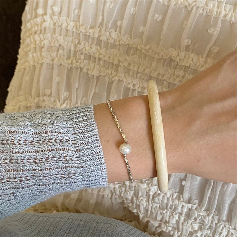 4 teile/satz Vintage Punk Kaffee Beige Dünne Harz Acryl Verschmieren Armreifen Runde Unregelmäßige Armreif Armband Für Frauen Männer Schmuck