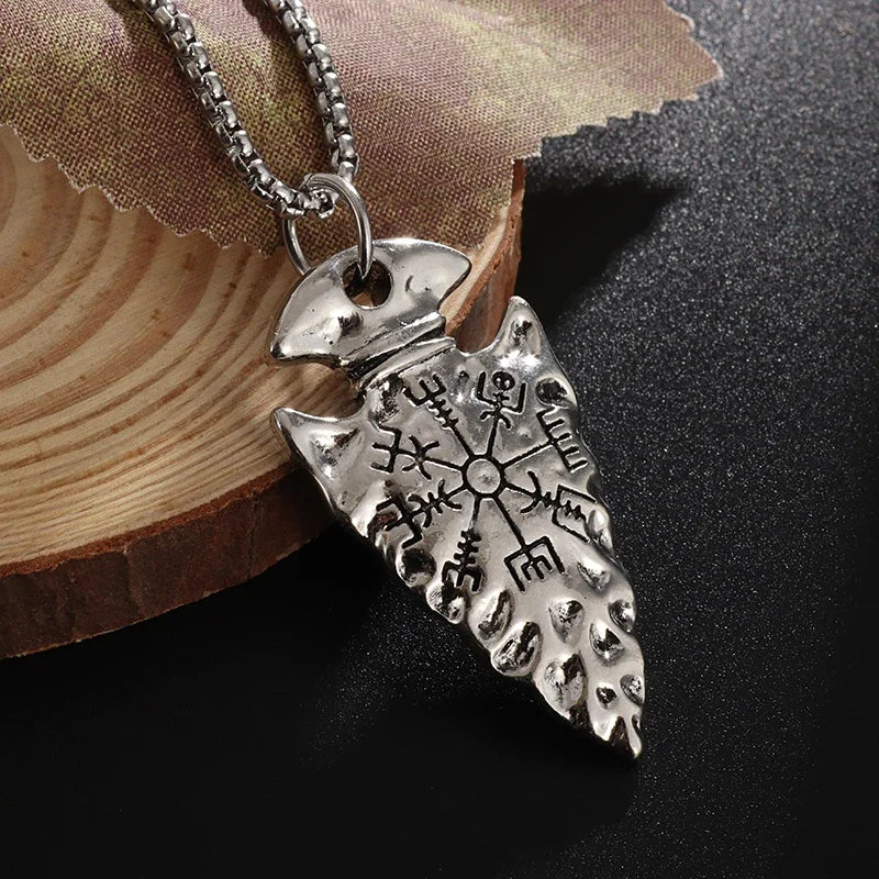 Retro-Trend nordischen Kompass Speerspitze Halskette Männer Frauen Amulett Halskette Schmuck Geschenk