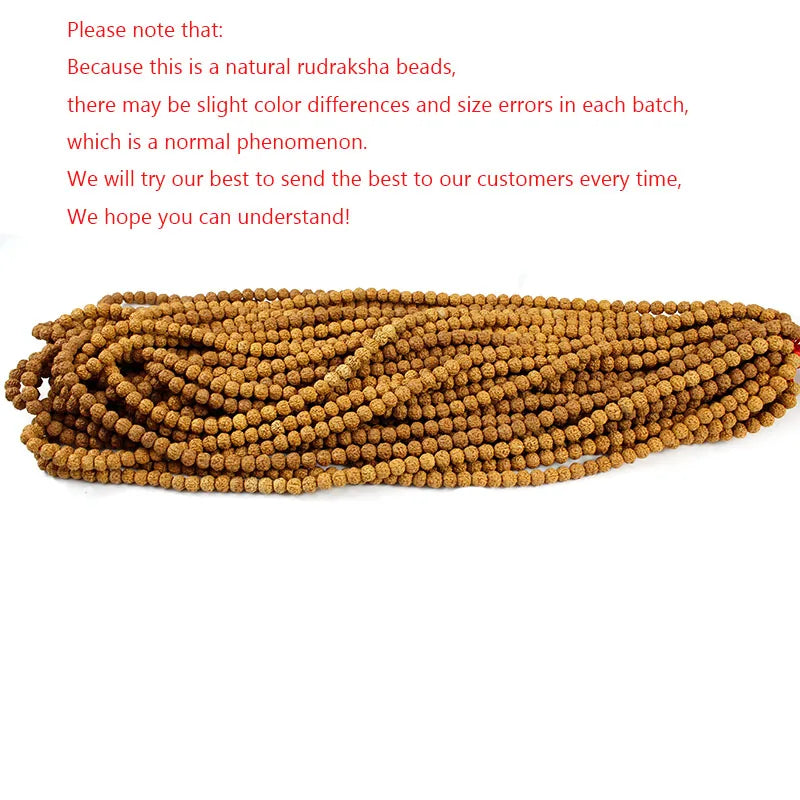 1 Strang natürliche Rudraksha Mala 108 Perlen 6/8/10/12 mm Rudraksha Gebetsperlen für Schmuck Halskette Armband Herstellung Zubehör