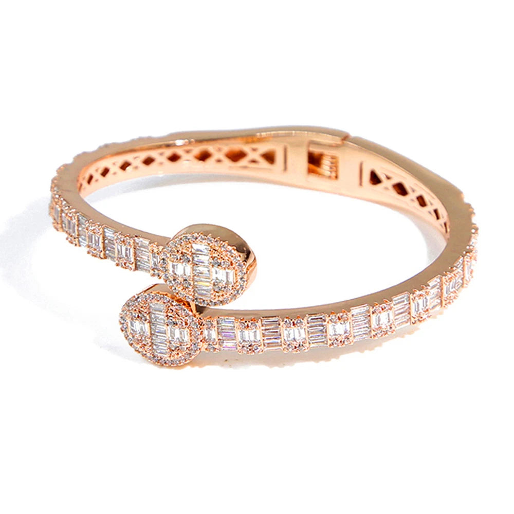 Neue Iced Out Bling Schmetterling Herz Armband Silber Farbe CZ Zirkon Oval Charme Geöffnet Armreif Für Männer Frauen Hiphop Luxus schmuck