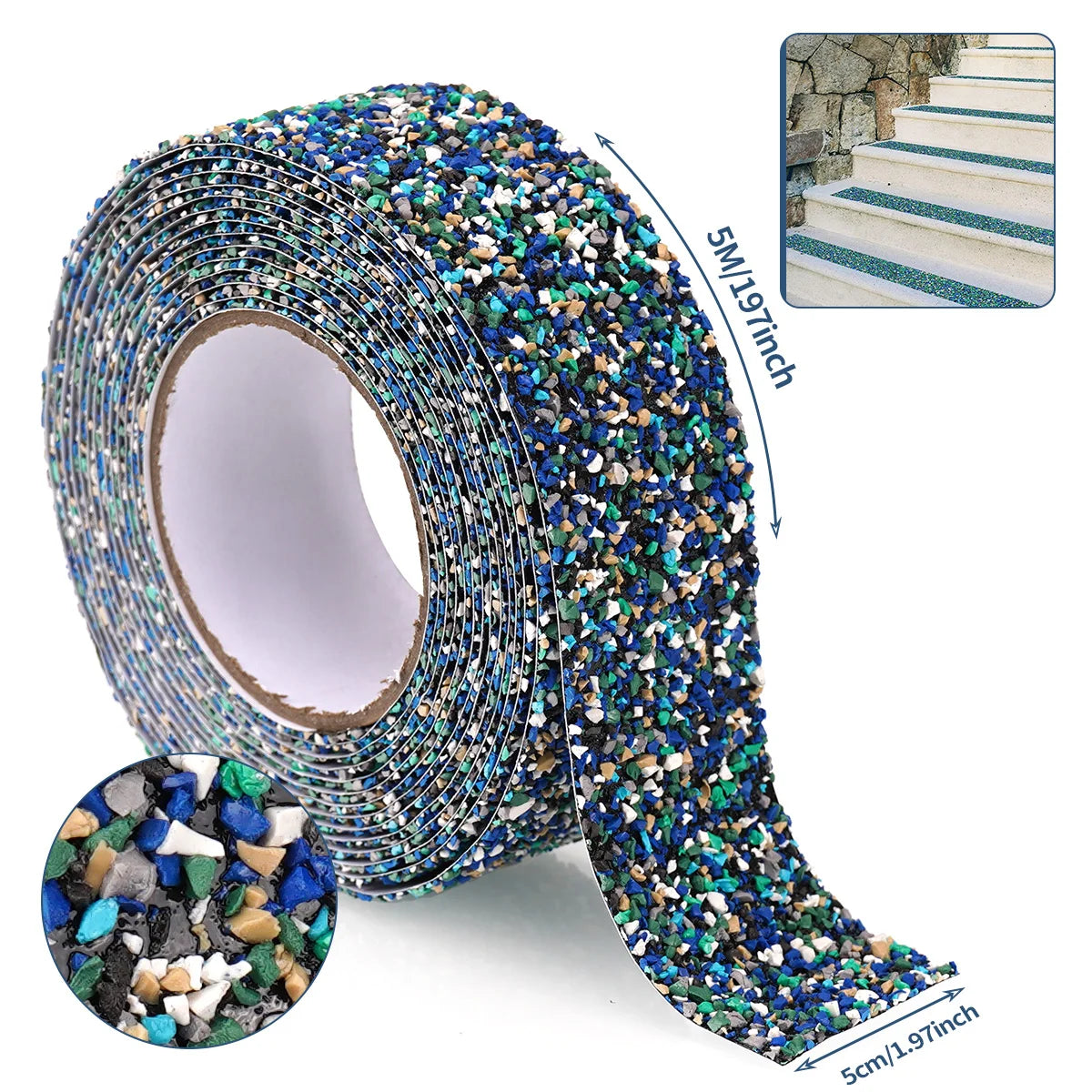 Rutschfestes blaues Gummiband, langlebiges PE-Material mit Griff, ideal für Innen- und Außenbereich, Treppenprofil, Boote, Trailways, rückstandsfrei