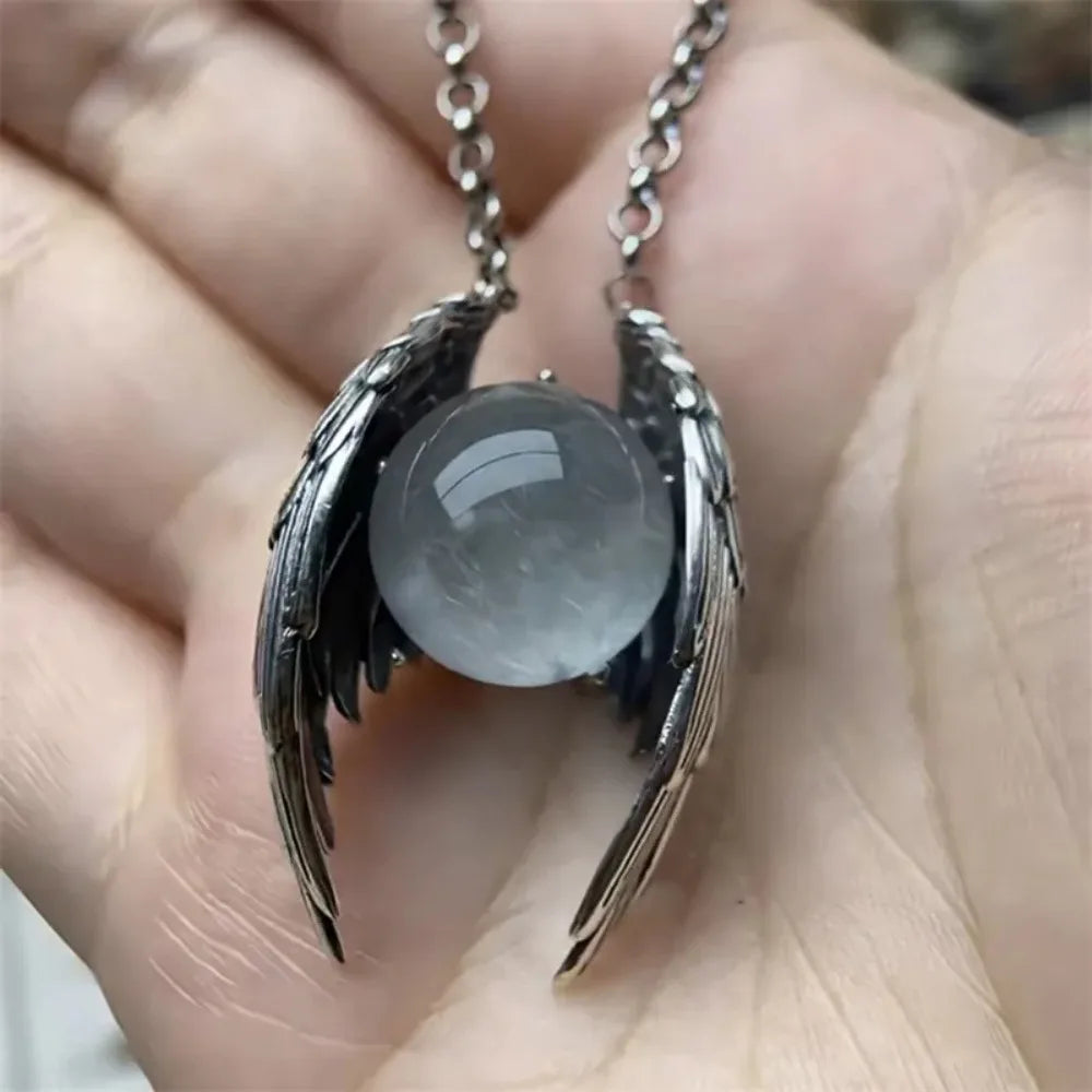 Ghost Wing Kristall Retro Halsketten für Damen und Herren, einzigartiger Punk-Gothic-Anhänger, Halsband für Halloween, Party, Modeschmuck, Geschenke