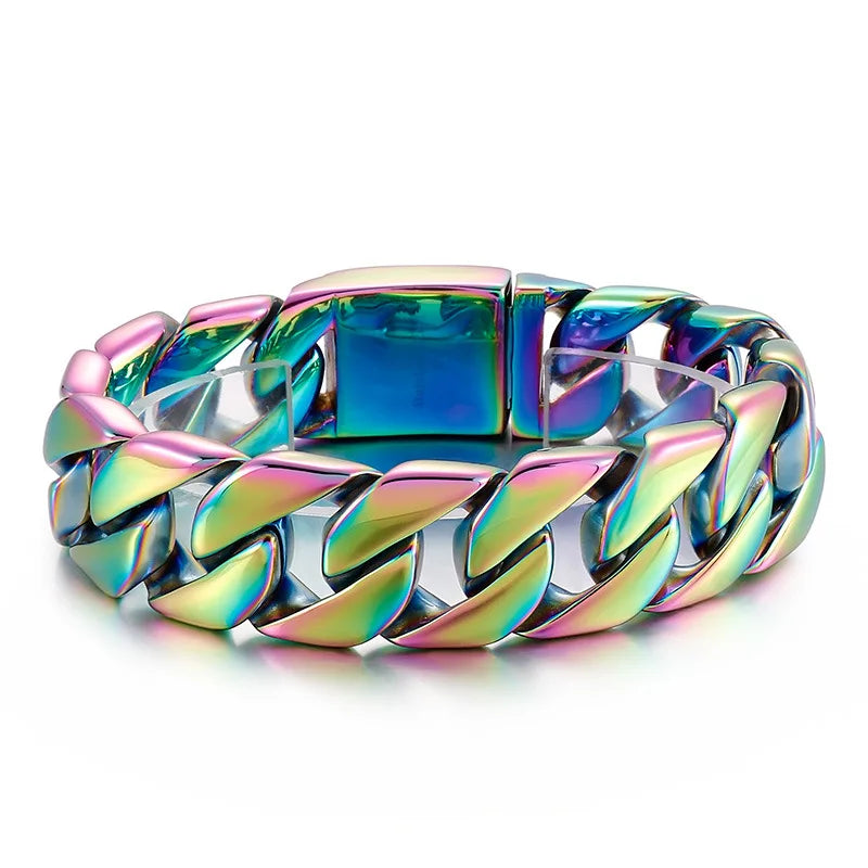 20/26/31MM 316L Edelstahl Curb Kubanisches Armband Riesige Schwere Silber Farbe Ton Schmuck Herren Frauen Biker Bike Kette Armbänder