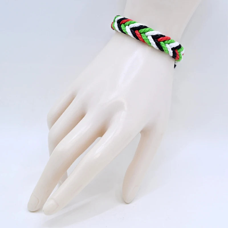 Geometrisches gepunktetes Palästina-Armband für Männer und Frauen, mehrfarbiges Handgeflecht, arabischer Stil, Gaza-Flagge, Schmuckzubehör