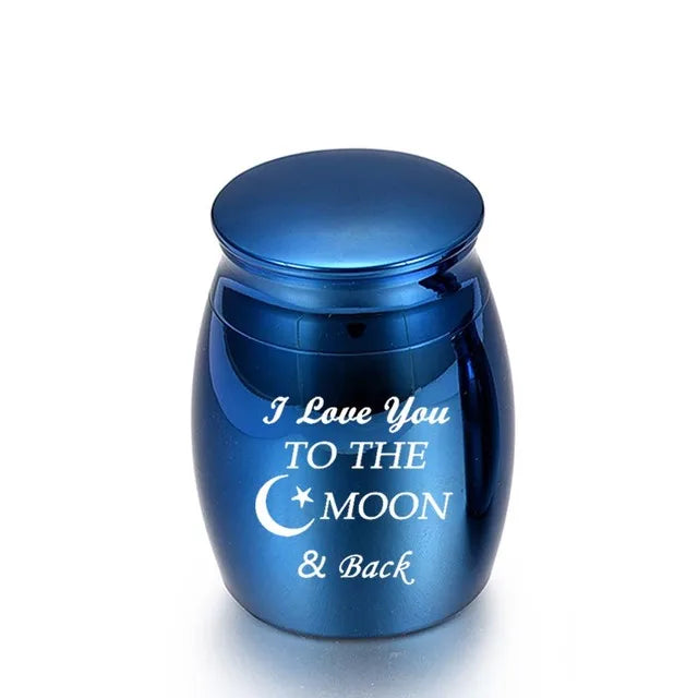 Niedlichen Kaninchen und Mond Feuerbestattung Andenken Urnen für Menschlichen Asche von Pet Mini Kleine Beerdigung Sarg Titan Edelstahl Engel Memorial jar