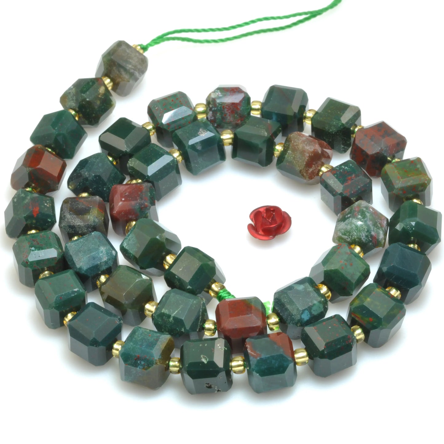 Natürliche Bluts tein facettierte Würfel Perlen für Schmuck machen dunkelgrüne Heliotrop Stein Großhandel Edelstein DIY Armband Halskette