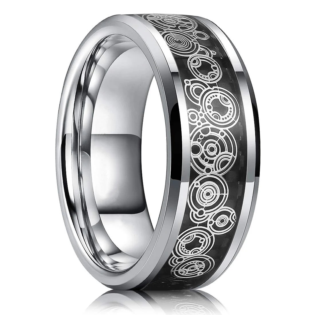 Moderne 8mm Schwarz Titan stahl Ringe für Männer Frauen Nut Facetten Edelstahl Männer Ring Hochzeit Band schmuck Großhandel