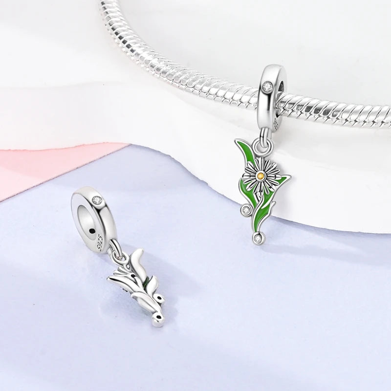 Neu im 925er-Sterlingsilber, grüne Charms, Perlen, Frosch, Kleeblatt, Schildkröte, Anhänger, Schmuck, passend für Original-925-Armbänder für Frauen, DIY-Geschenk