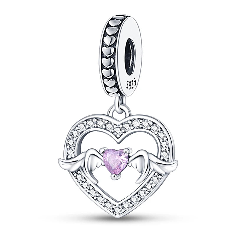 Charms aus 925er-Sterlingsilber, romantische Herz-Serie, Perlen, passend für Qikaola 925 Original-Armbänder, DIY-Schmuck zum Muttertag, Geschenke