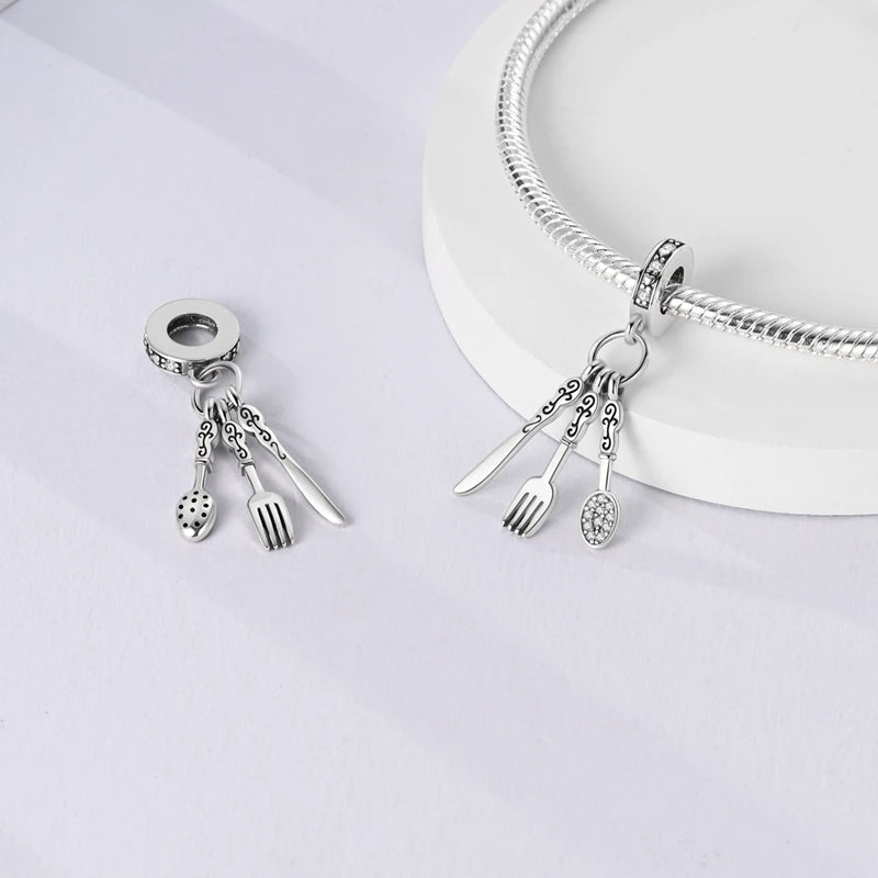 Heißer Verkauf Charms Perlen 925 Sterling Silber Farbe Bogen Kreuz Lebensbaum Perlen Fit DIY Original Armreif Charme Anhänger Schmuck