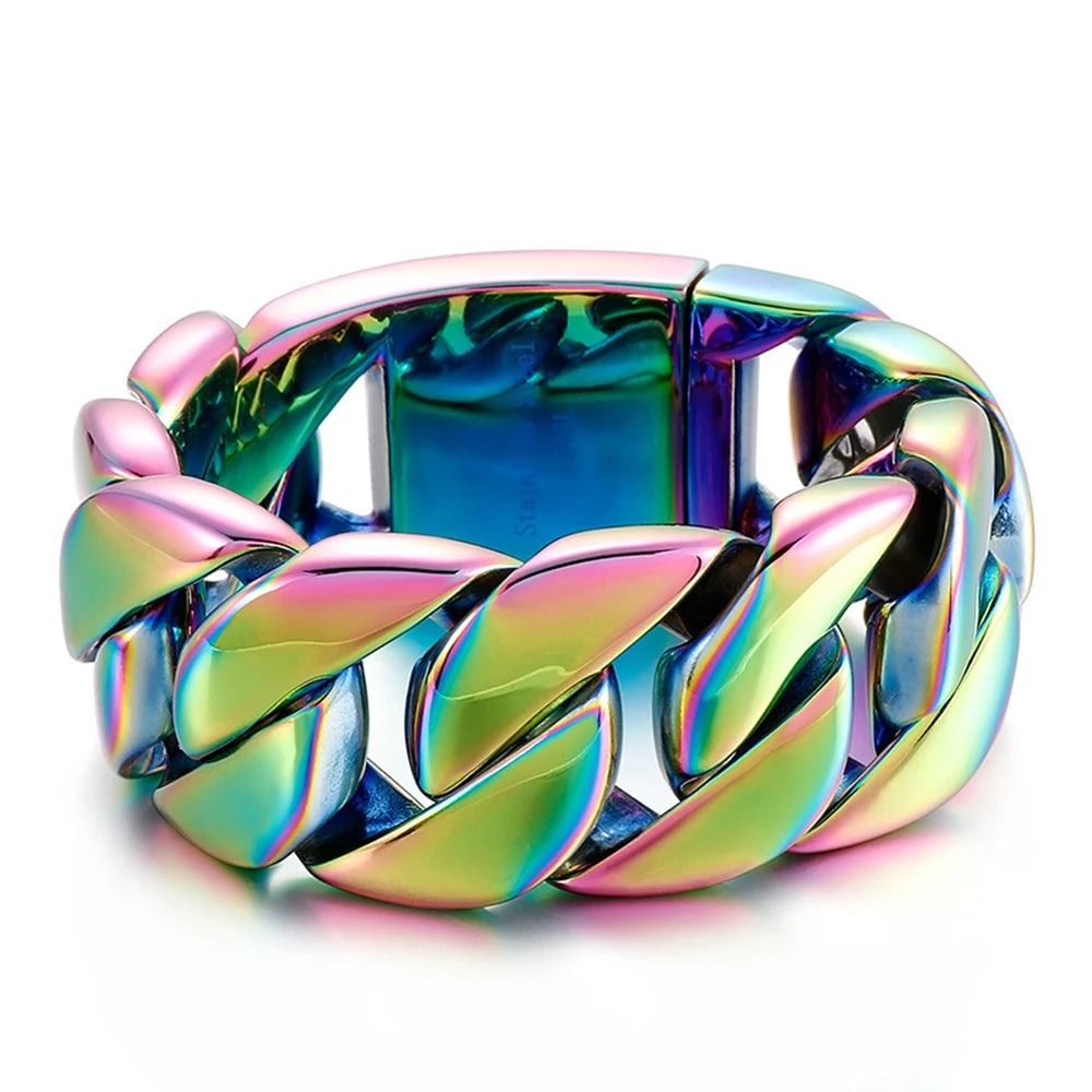 20/26/31MM 316L Edelstahl Curb Kubanisches Armband Riesige Schwere Silber Farbe Ton Schmuck Herren Frauen Biker Bike Kette Armbänder