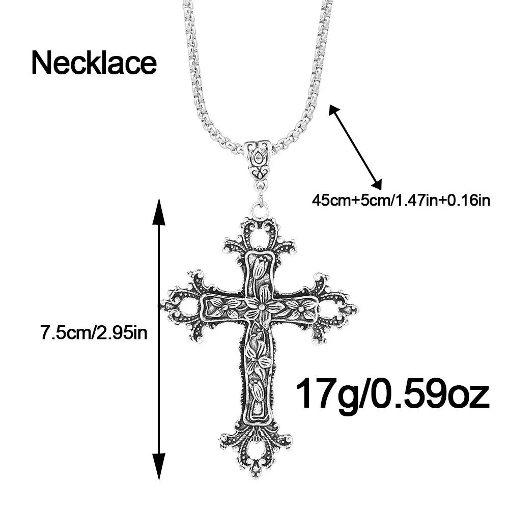 Vintage Punk Gothic Kreuz Anhänger Halskette Schwarz Große Frauen Lange Halsketten Metall Kette Schmuck Mode Accessoires Geschenk für Männer