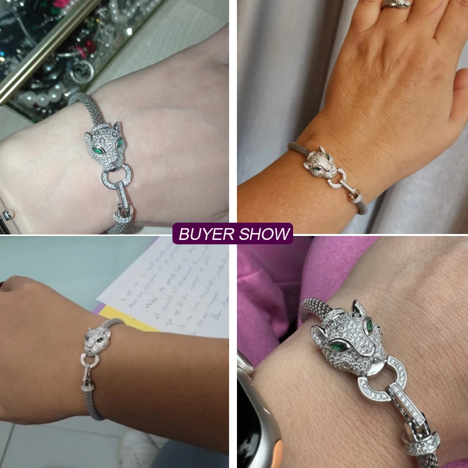 ALLNOEL Armband aus 925er-Sterlingsilber, Tier-Hip-Hop-Mode-Damenarmband, glänzendes Zirkonia-Armband, Schmuck, Geschenk