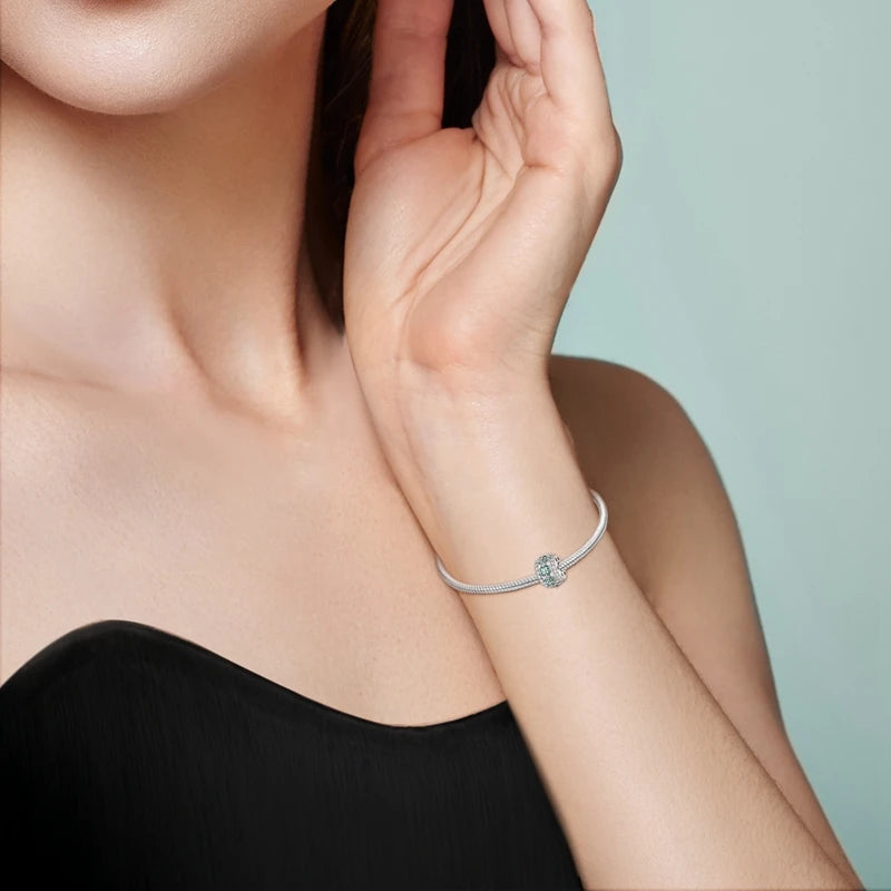 Neu im 925er-Sterlingsilber, grüne Charms, Perlen, Frosch, Kleeblatt, Schildkröte, Anhänger, Schmuck, passend für Original-925-Armbänder für Frauen, DIY-Geschenk