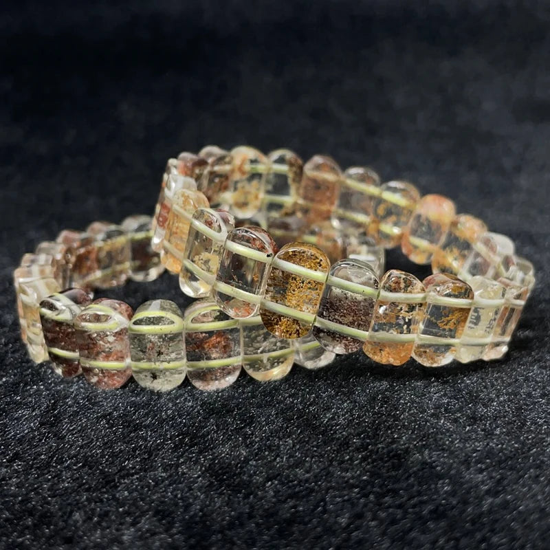 Neues farbiges Naturstein-Vier-Jahreszeiten-Geist-Kristall-Quarz-rechteckiges Armband für Männer und Frauen, Paare, glücklicher Modeschmuck