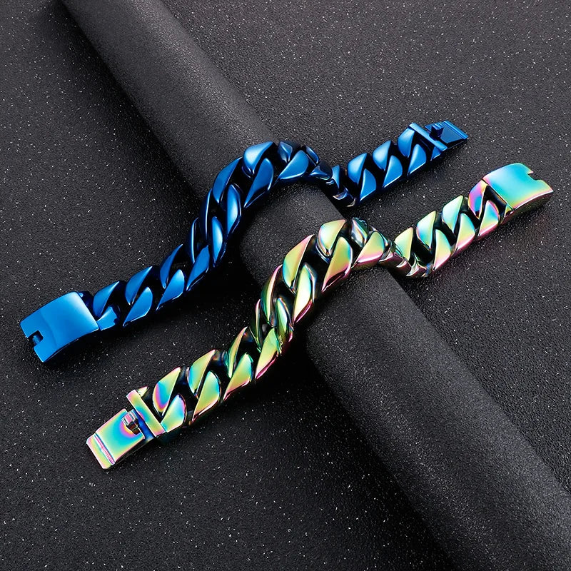 20/26/31MM 316L Edelstahl Curb Kubanisches Armband Riesige Schwere Silber Farbe Ton Schmuck Herren Frauen Biker Bike Kette Armbänder