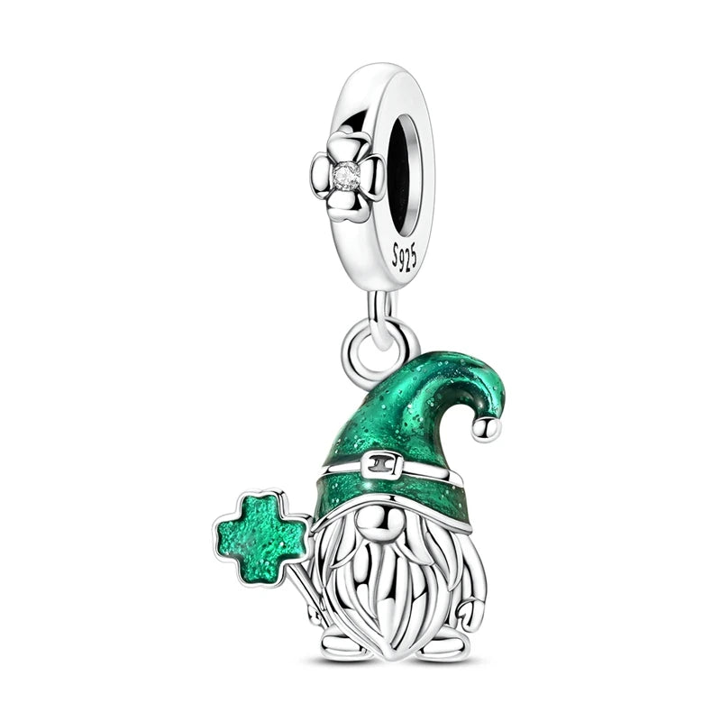 Neu im 925er-Sterlingsilber, grüne Charms, Perlen, Frosch, Kleeblatt, Schildkröte, Anhänger, Schmuck, passend für Original-925-Armbänder für Frauen, DIY-Geschenk
