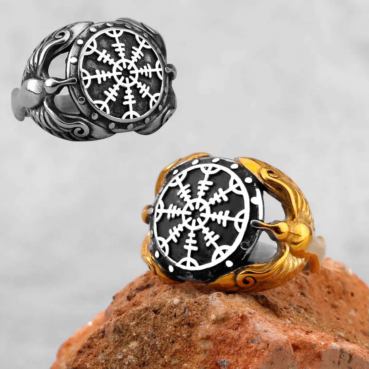Vintage Edelstahl Wikinger Amulett Ring Nordischer Kompass Runen Männer und Frauen Ringe Teenager Multi Style Schmuck Freund Geschenk