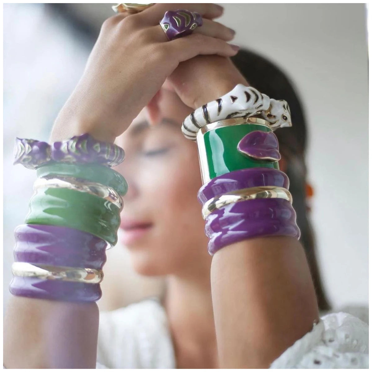 Kaymen neue Emaille bunte Tiger Armreif Manschette Armband für Frauen Mädchen Aussage mehrfarbige Mode Armreif Schmuck 15 Farben