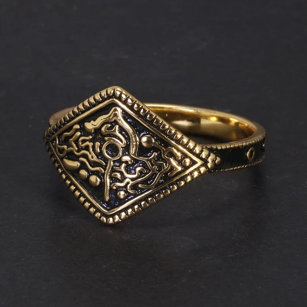 Game Dark Souls Series Ring der Gastgeschenk aus echtem 925er-Sterlingsilber mit Retro-Vergoldung für Männer und Frauen, Fans, Cosplay-Schmuck