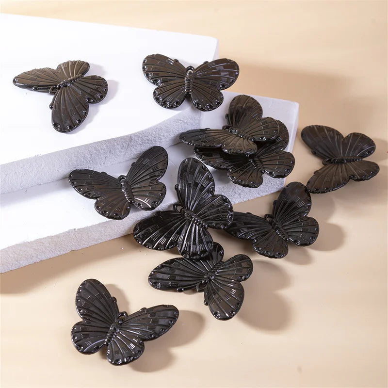 Mode 10 teile/paket Schwarz Schmetterling Harz Charms Tier Anhänger Für Frauen Mädchen Schlüsselbund Armband Schmuck Machen Diy Zubehör