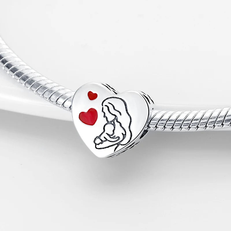 Charms aus 925er-Sterlingsilber, romantische Herz-Serie, Perlen, passend für Qikaola 925 Original-Armbänder, DIY-Schmuck zum Muttertag, Geschenke