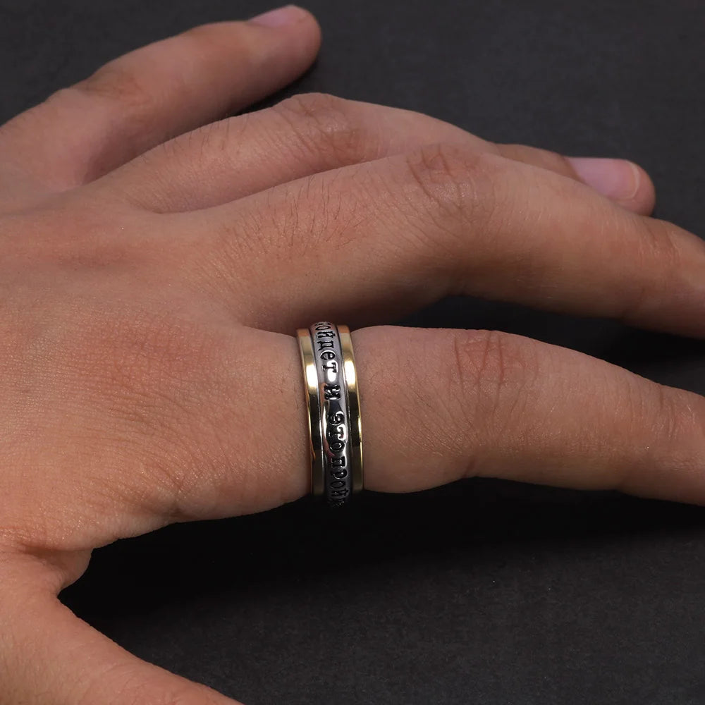 Sterling Silber S925 Ring für Männer und Frauen Russische Aphorismus Gravur Mode Spinner Drehbare Paar Ring