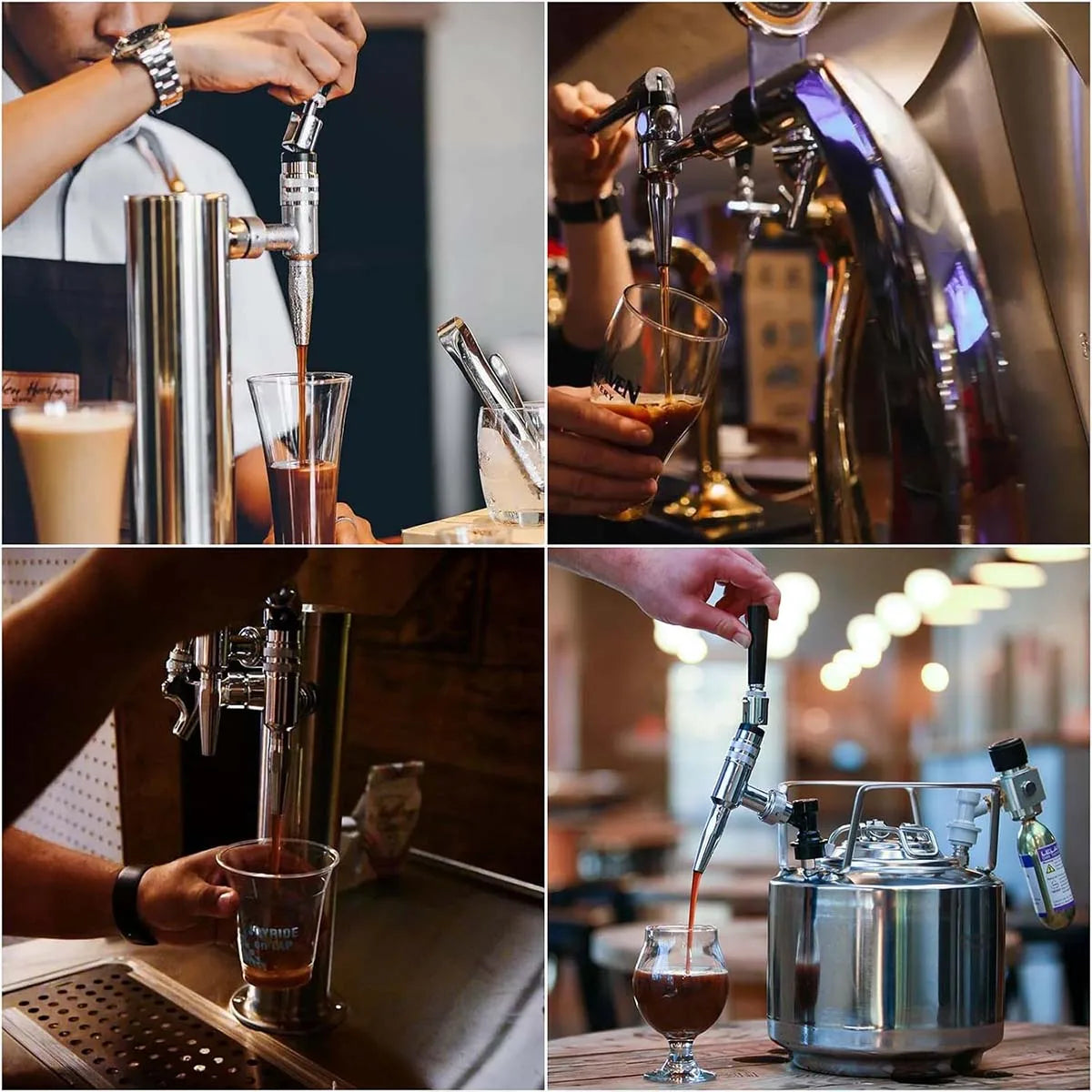 Nitro-Wasserhahn, Stout-Wasserhahn, komplett aus Edelstahl, Stickstoff, Zugluft, Bierturm, Kaltbrühen, Nitro-Fass, Zugluft-Fass-Wasserhahn, 5/8 Zoll BSP-Gewinde