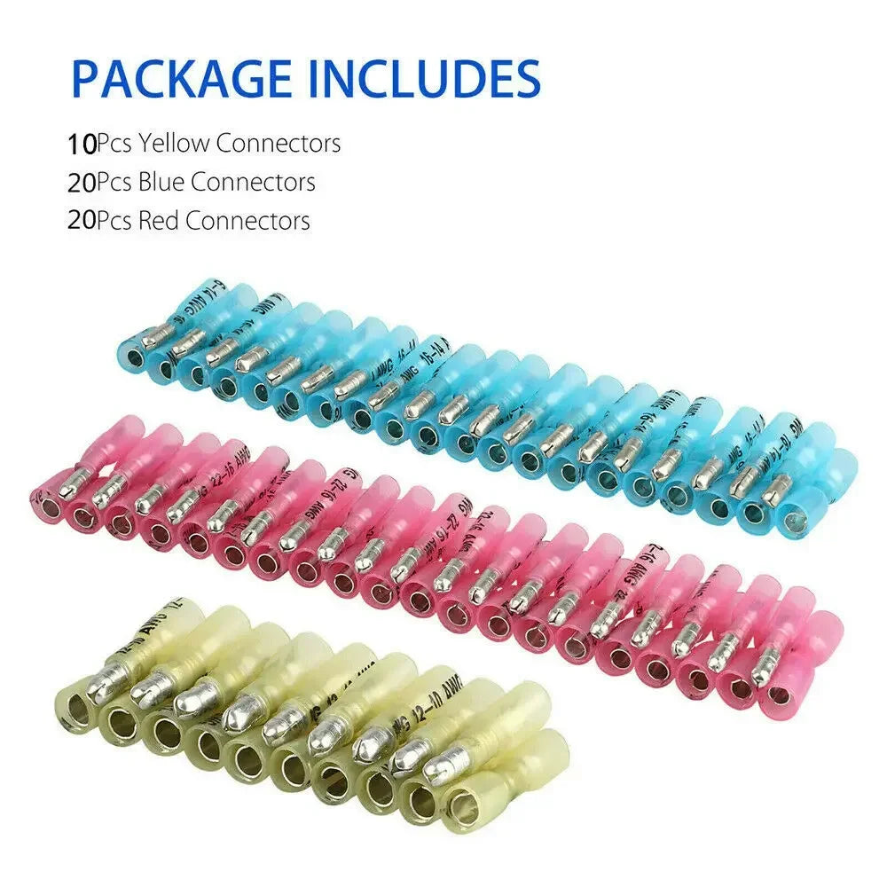 50 Stück Wärmeschrumpf-Kabelverbinder, Weiblich und Männlich, Elektrische Drahtverbinder, Crimpklemmen 10-22AWG, Wasserdicht