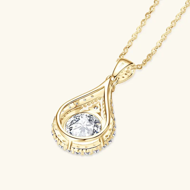 OXTAO 18 Karat Weißgold Moissanit Wassertropfen Halskette Anhänger Damenschmuck Zertifiziertes 925er Sterlingsilber Jubiläumsgeschenk
