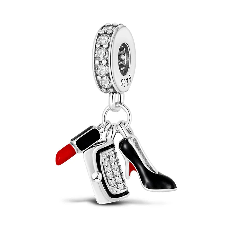 Echtes 925 Sterling Silber Buch Und Kaffeetasse Charms Fit Original Pand 3mm Armband Anhänger Perlen Frauen Edlen schmuck