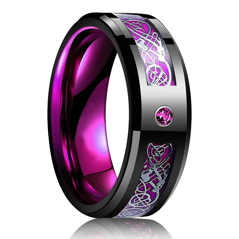 Moderne 8mm Schwarz Titan stahl Ringe für Männer Frauen Nut Facetten Edelstahl Männer Ring Hochzeit Band schmuck Großhandel