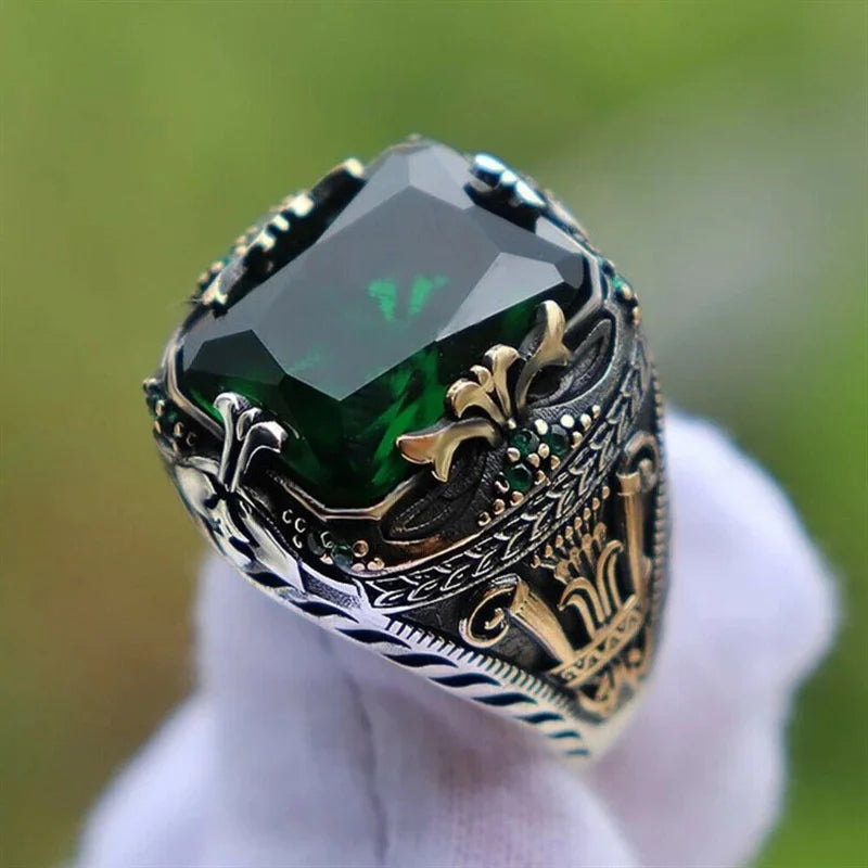 Neuer Herrenring mit künstlichem Zirkon, Persönlichkeit, Retro, anstrebend, besuchen, Bankett, Party, lässig