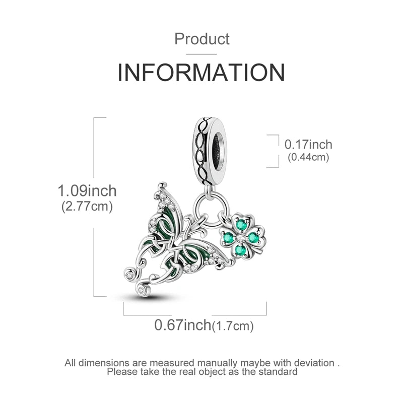 Neu im 925er-Sterlingsilber, grüne Charms, Perlen, Frosch, Kleeblatt, Schildkröte, Anhänger, Schmuck, passend für Original-925-Armbänder für Frauen, DIY-Geschenk
